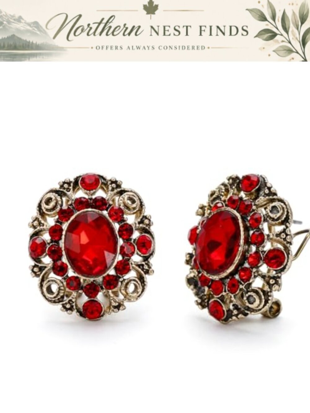 Victorian Style Oval Crystal Stud Earrings for Women Wedding